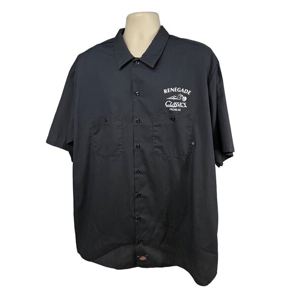 Dickies Renegade Classics Motorcycle Gray Mechanic Garage Button Up Shirt 3XL - Picture 2 of 6